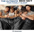DREAMCARE California King Sheet Sets – 4 pcs Cooling Sheets – up to 21” Deep Cal King Sheets – Hotel Luxury Pillowcases – Superior Softness 100% Fine Microfiber with Side Pocket – Black