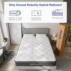 Full Mattress,9.8 Inch Hybrid Mattress in a Box with Gel Memory Foam,Motion Isolation Individually Wrapped Pocket Coils Mattress,CertiPUR-US.