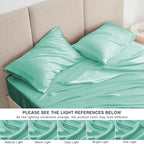 Love's cabin Satin King Sheet Sets - 4 Piece Aqua Silky Sheets King Size Bed Set with Deep Pocket, Luxury Silk Feel King Size Satin Sheet Set (1 Flat Sheet,1 Fitted Sheet,2 Pillow Cases)