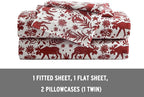 Eddie Bauer 4 Pc Flannel Sheets Full Size - 100% Cotton Breathable & Soft Full Size Bed Sheets Set (1 Flat, 1 Flannel Fitted Sheet, 2 Pillowcases) - 15" Deep Pocket All Seasons Sheet Set (Arcadia Red)