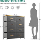 YITAHOME Fabric Dresser with 8 Drawers - Tall Storage Dresser, Chest of Drawers for Closet, Living Room, Hallway, Closets - Sturdy Steel Frame, Wooden Top & Easy Pull Fabric Bins