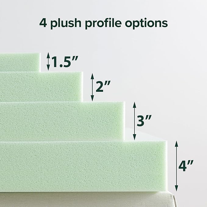 ZINUS 1.5 Inch Green Tea Memory Foam Mattress Topper, Smaller, More Convenient WonderBox Packaging, Pressure-Relieving Layers, CertiPUR-US Certified, King
