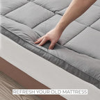 Great Bay Home Twin Mattress Topper. Thick, Elastic Corner Mattress Protector and Cover. Ultra-Soft Pillowtop Mattress Pad. Fits Mattresses Up to 18" (Twin, Light Grey)