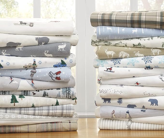 Eddie Bauer - Full Sheets, Cotton Flannel Bedding Set, Brushed For Extra Softness, Cozy Home Decor (Elk Grove, Full)