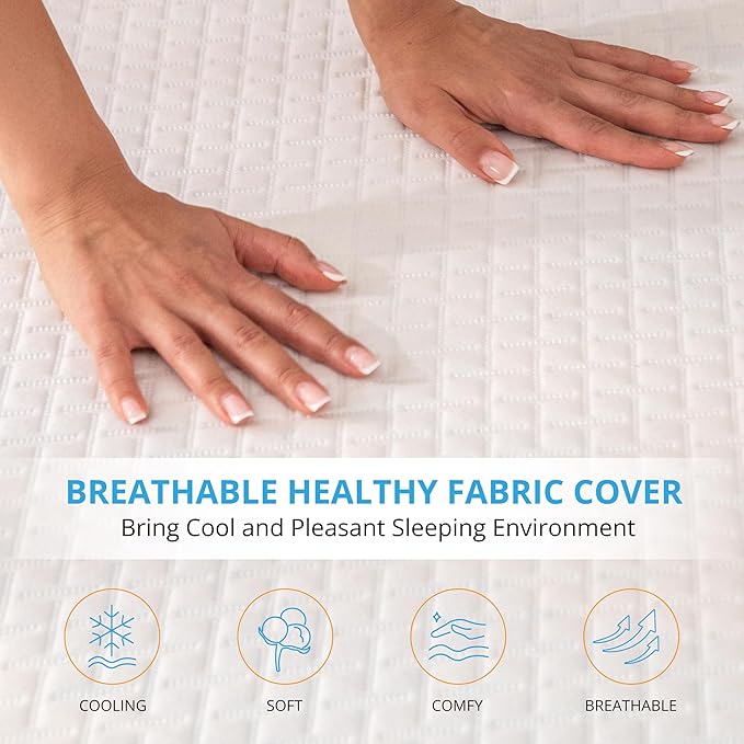 EGO Gel Memory Foam Mattress Topper, 2 Inch Twin with Removable Breathable Soft Cover, Cooling Bed Topper for Comfort Body Support & Pressure Relief, CertiPUR-US Certified
