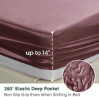 Love's cabin Full Size Satin Sheet Sets - 4 Piece Rose Taupe Silky Sheet Set Full with Deep Pocket, Luxury Silk Feel Bed Sheets Full Bedding Set (1 Flat Sheet,1 Fitted Sheet,2 Pillow Cases)