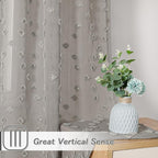 MYSKY HOME Pom Pom Grey Sheer Curtains for Bedroom Girls Room Curtains 120 Inches Long for Nursery Kids Light Filtering Boho Window Drapes, Rod Pocket, 38" Wide, 2 Panels