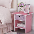 Furinno Dario End Table / Side Table / Night Stand / Bedside Table with Bin Drawer, 1-Pack, Pink/Light Pink