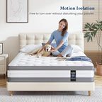 Coolvie Queen Mattress 12 Inch Queen Size Mattresses in A Box Hybrid Mattress Individual Pocket Springs Mattresses with Memory Foam Layer Medium Firm Provide Motion Isolation & Cool Sleep