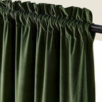 Lazzzy Velvet Blackout Curtains Thermal Insulated Room Window Drapes Super Soft Luxury Curtains for Living Room Bedroom Rod Pocket 2 Panels, Moss, 52" W x 84" L