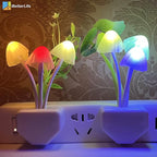 iBetterLife LED Smart Sensor 0.6W Color Changing Plug-in Night Lights for Kids Adults Cute Mushroom Bedroom Home Decor Light Wall Lamps