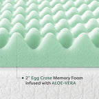 Best Price Mattress 2 Inch Egg Crate Memory Foam Mattress Topper with Calming Aloe Infusion, CertiPUR-US Certified, Queen,Green