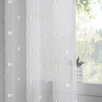 MYSKY HOME White Curtains for Bedroom 63 Inch Length Long Sheer Curtains for Kids Room Nursery Curtains with White Patched Design Rod Pocket Privacy Window Drapes Dining Room 52" x 63" 2 Panels