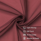 Chyhomenyc Sheer Tier Curtains 24 Inch Length, Small Cute Window Curtains Treatment for Bathroom Living Room Cafe Basement, Short Voile Curtain Tiers 42in x 24in, Rod Pocket, 2 PCS,Burgundy