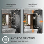 28x36 Inch LED Bathroom Mirror with Lights, Black Metal Framed LED Mirror for Bathroom, 3 Colors and Stepless Dimmable Wall Mounted Lighted Bathroom Vanity Mirror, Anti-Fog, Memory
