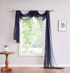 LinenZone Navy Window Scarf Valance in 288 Inch Size. Use Window Scarves as Canopy Bed or Backdrop Curtains, Curtain Scarf, or Sheer Fabric for Draping. (Amazing 55 x 288, Navy)