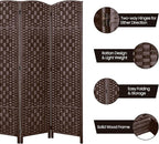 Rose Home Fashion Room Divider, 6 ft Tall Room Dividers and Folding Privacy Screens, 16in Privacy Screen 4 Panel Brown Space Temporary Wall Foldable Partition Separation