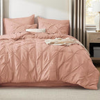 Bedsure Twin Comforter Set Dusty Pink - Bed in a Bag Twin Size Bedding 5 Pieces, GentleSoft™ Pintuck Bed Set Gift for Family, Pinch Pleat Dusty Pink Comforter with Sheets, Pillowcase & Sham