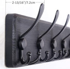 WEBI Coat Rack Wall Mount,38 9/16" Long,10 Tri Hooks for Hanging Coats,16" Hole to Hole,Wood Coat Hooks Wall Mounted,Wall Coat Hanger for Clothes,Jacket,Hats,Rustic Black,2 Packs
