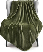 Exclusivo Mezcla Extra Large Fleece Throw Blanket for Couch, Sofa, 300GSM Super Soft and Warm Blankets, Olive Green Throw All Season Use, Cozy, Plush, Lightweight, 50x70 Inches