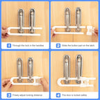 Vmaisi Baby Sliding Cabinet Locks - 4 Pack Adjustable U Shaped Child Safety Locks,Childproof Latches for Kitchen Bathroom Storage Cupboards Doors, Handles and Knobs White (4)