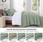 Love's cabin King Size Quilt Bedding Set Sage Bedspreads - Bed Summer Lightweight Bedspread Comforter - Wave Pattern Bedding Coverlet for All Season - 3 Pieces (1 Quilt, 2 Pillow Shams)