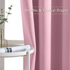 NICETOWN Blackout Room Divider Curtains 118 inches Long 2 Panels, Grommet Sliding Door Curtains Solid Window Treatments Sound Reducing for Living Room, W66 x L118, Crystal Pink