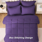 Love's cabin Queen Comforter Set Dark Purple, 7 Pieces Queen Bed in a Bag, All Season Bedding Sets with 1 Comforter, 1 Flat Sheet, 1 Fitted Sheet, 2 Pillowcase and 2 Pillow Sham