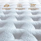 Queen Mattress, 12 Inch Mattresses Queen Size in a Box, Individually Wrapped Pocket Spring Mattresses,Pressure Relief, Medium Firm Support, Breathable and Low Motion Transfer
