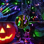 LYHOPE Orange & Purple & Green Halloween Lights, 33ft 100 LED Halloween Decoration Lights Waterproof 8 Modes Battery Operated String Light for Outdoor & Indoor,Tree, Wreaths, Holiday, Party Decor