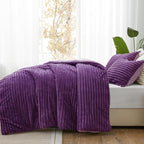 BEDELITE Fleece Full Comforter Set -Super Soft & Warm Fluffy Purple Bedding, Luxury Fuzzy Heavy Bed Set for Winter with 2 Pillow Cases