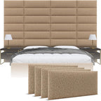 Vänt Upholstered Wall Panels - Queen/Full Size Wall Mounted Headboards - Faux Merino Wool Camel - Set of 4 Panels (Each Individual Panel 30"x11.5")