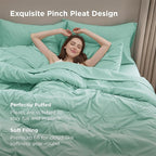 Bedsure King Size Comforter Set Mint Green - Bed in a Bag Bedding Set 7 Pieces, GentleSoft™ Pintuck Bed Set Gift for Family, Pinch Pleat Mint Green Comforter with Sheets, Pillowcases & Shams