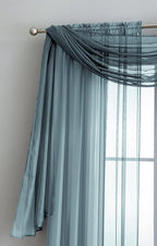 LinenZone Dusty Blue Window Scarf Valance in 360 Inch Size. Use Window Scarves as Canopy Bed or Backdrop Curtains, Curtain Scarf, or Sheer Fabric for Draping. (Amazing 55 x 360, Dusty Blue)