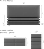 VANT Upholstered Headboards - Accent Wall Panels - Packs of 4 - Vintage Leather Gray Pewter - 30" Wide x 11.5" Height - Easy to Install - Queen - Full Size Headboard