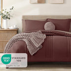 Monbix Queen Comforter Set - 7 Pieces Dark Red Bed in a Bag Queen Bedding Sets with Comforters, All Seasons Down Alternative Comforter Bed Set with Sheets, Pillowcases & Shams