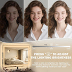 38"x28" Inch Large Lighted Vanity Mirror, 3-Color Lighting & Dimmable Modes, LED Makeup Mirror for Bathroom/Dressing Room (Wall/Tabletop Mount, White)