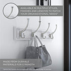 Liberty Hardware 129848 Wall Mounted Coat Rack with 5 Decorative Hooks, 27-Inch, Satin Nickel and White