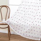 MYSKY HOME 72 Inch Long Purple Pom Pom White Sheer Curtains for Bedroom Nursery Curtains for Baby Room Door Curtains for Doorway 2 Panels Light Filtering Rod Pocket Semi Window Drapes 52 x 72 inch
