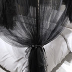 Joyreap 4 Corners Post Canopy Bed Curtain Black- Queen Size Royal Luxurious Cozy Drapes Netting- Elegant Bedroom Decoration Accessories for Adults