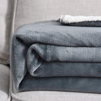 NANPIPER Sherpa Blanket Warm Blankets for Winter Super Soft Fuzzy Flannel Fleece/Wool Like Reversible Velvet Plush Couch Blanket Lightweight(Grey Throw Size 50"x60")