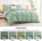 HYMOKEGE Sage Green/Light Grey Full Size Comforter Sets Seersucker 7 Pieces, All Season Luxury Bed in a Bag for Bedroom, Bedding Set with Comforter, Sheets, Pillowcases & Shams