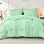 HYMOKEGE Mint Green Full Size Comforter Sets Seersucker 7 Pieces, All Season Luxury Bed in a Bag for Bedroom, Bedding Set with Comforter, Sheets, Pillowcases & Shams