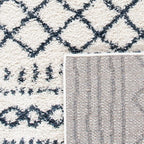 SAFAVIEH Arizona Shag Collection Area Rug - 5'1" x 7'6", Ivory & Slate, Moroccan Design, Non-Shedding & Easy Care, 1.6-inch Thick Ideal for High Traffic Areas in Living Room, Bedroom (ASG741M)