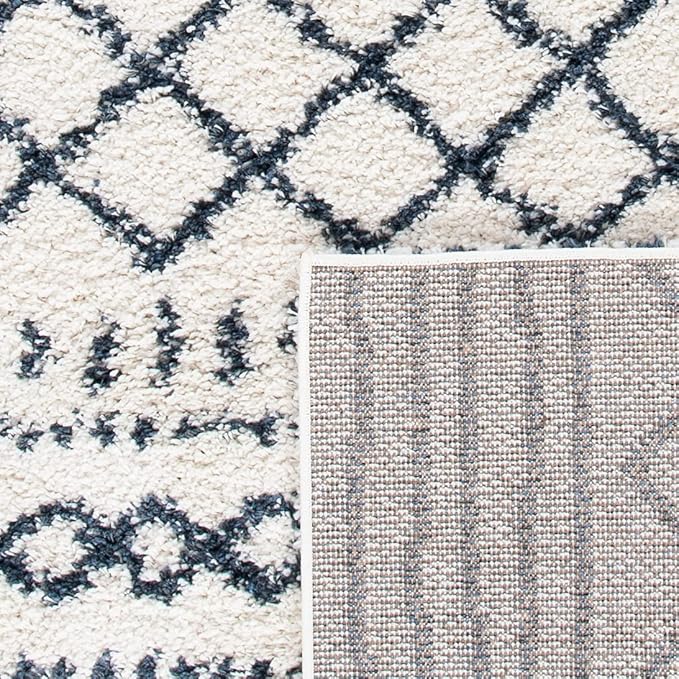 SAFAVIEH Arizona Shag Collection Area Rug - 2'3" x 12' Runner, Ivory & Slate, Non-Shedding & Easy Cleaning, Plush Thick Pile, Ideal for Living Room, Bedroom, Dining Space (ASG741M)