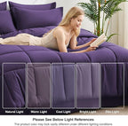 Love's cabin Queen Comforter Set Dark Purple, 7 Pieces Queen Bed in a Bag, All Season Bedding Sets with 1 Comforter, 1 Flat Sheet, 1 Fitted Sheet, 2 Pillowcase and 2 Pillow Sham