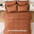 Love's cabin King Size Comforter Set Burnt Orange, 7 Pieces King Bed in a Bag, All Season Bedding Sets with 1 Comforter, 1 Flat Sheet, 1 Fitted Sheet, 2 Pillowcase and 2 Pillow Sham