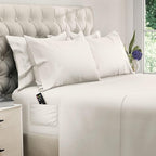 DREAMCARE Sheets Full Size Bed - Cooling Bed Sheets - 6pcs Set - Full Sheet Set - Full Size Sheets - Full Size Sheet Sets Soft & Long Lasting 100% Fine Brushed Polyester with Side Pocket - Ivory