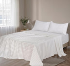 RUVANTI Flannel Sheets Full Size - 100% Cotton Double Brushed Bed Sheets Set, Deep Pockets 16 Inches, All Seasons Breathable & Extra Soft Full Sheets, Warm & Cozy, 4 Piece, Running Dots
