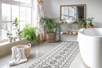 Custom Size Southwestern Style Runner Rug Mat for Wide Hallway Entryway Kitchen Laundry Room with Slip Resistant Latex Rubber Backing, Aztec Light Grey, 31 inch X 15 feet